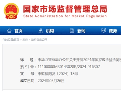 市場監管總局辦公廳關于開展2024年國家級檢驗檢測機構能力驗證工作的通知